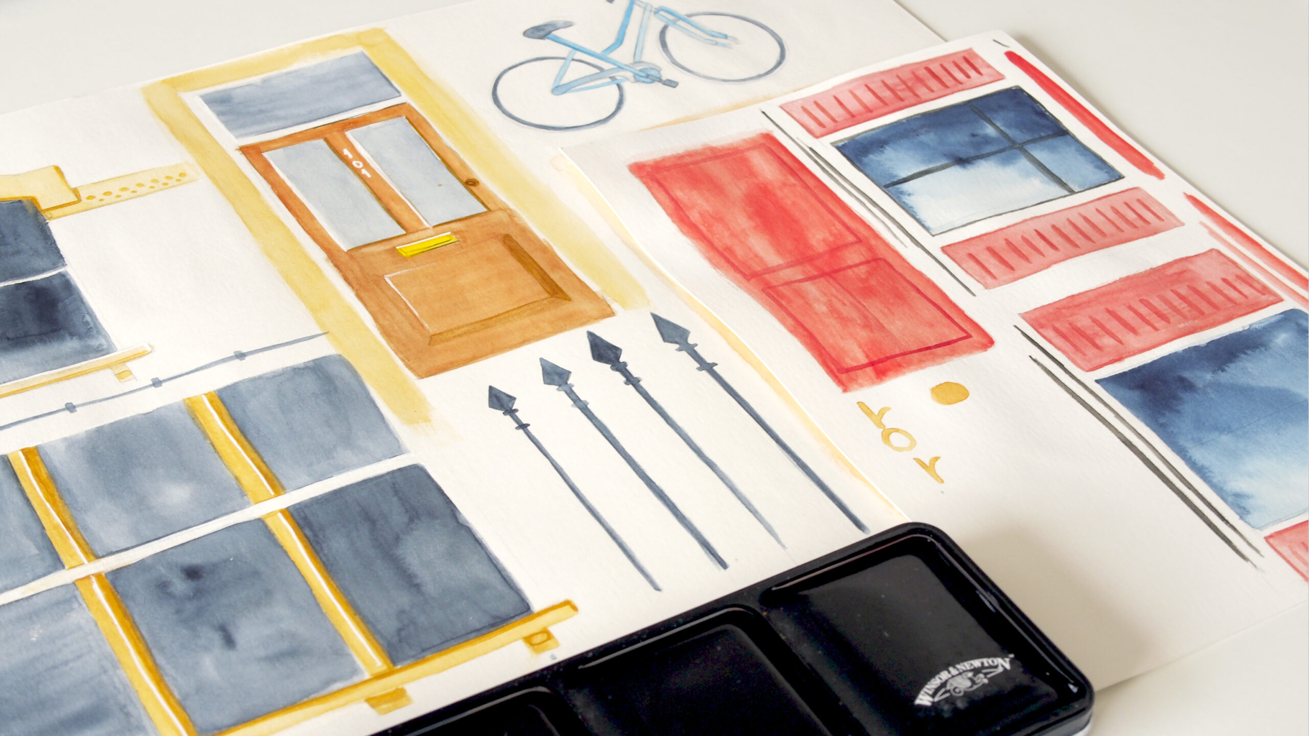 Watercolor details — Close-up of hand-painted watercolor elements used in the film.