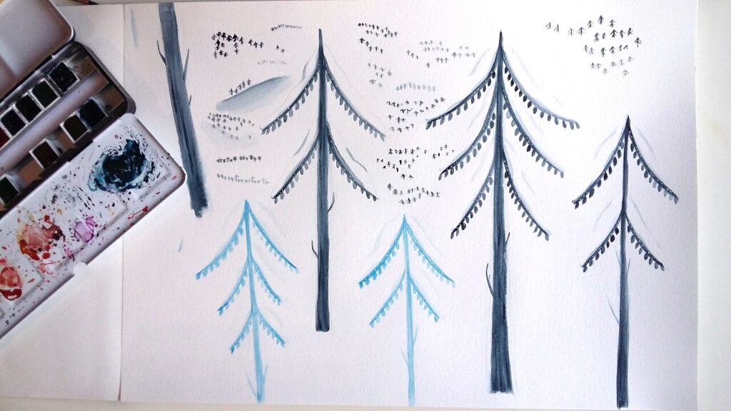 Watercolor tree painting — Hand-painted watercolor tree created for the Christmas short film.