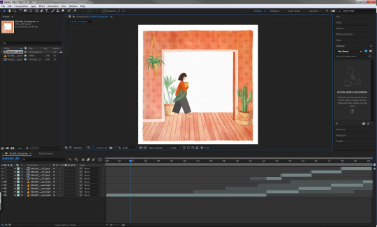 After Effects scene — Animation scene showing the different elements assembled for compositing.